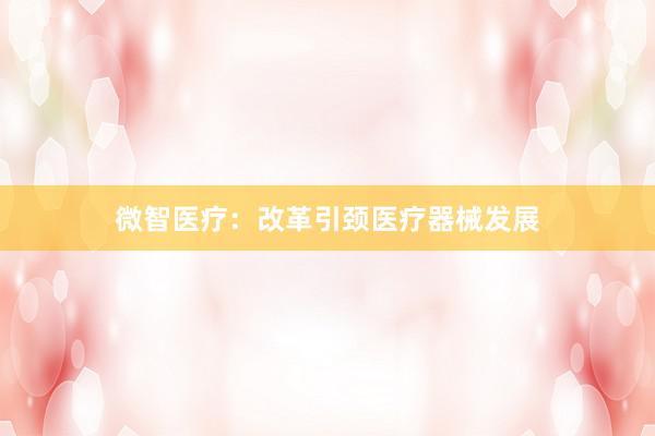 微智医疗：改革引颈医疗器械发展