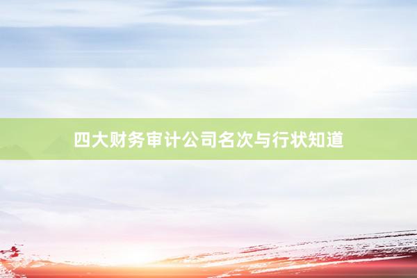 四大财务审计公司名次与行状知道